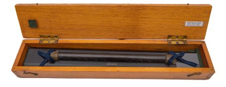 An ebony and brass parallel rule from the Cunard liner RMS 'Queen Mary': maker B J Hall & Co Ltd,