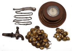 A silver plated bosun's whistle on chain: stamped 'Randell,J' to keel,