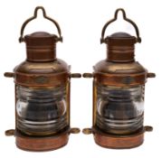 A pair of Indian copper and brass toplights,