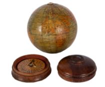 A late 19th century 3 inch terrestrial globe: unsigned,