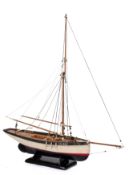 A scale model of the Essex fishing smack CK 482 'Kingfisher': standing and running rigged over a