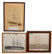 A group of five late 19th/early 20th century photographs of sailing ships: comprising two of the SS