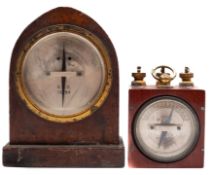 A mahogany cased GPO line indicator, 13494 in lancet arched case:, 18cm high ,