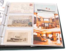 An album of early to mid 20th century nautical theme postcards: including two sets of 'Sinking of