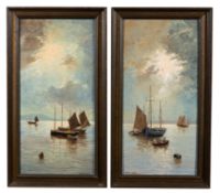 Chris Curtis (20th century British School) Seascapes with fishing boats,