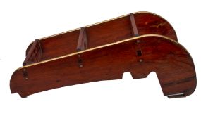 A set of teak and brass yacht steps: of three treads, 72 x 30.