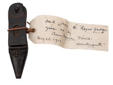 An 18th century oak shoe snuff box: with manuscript label ' Oak from the Royal George' given to me