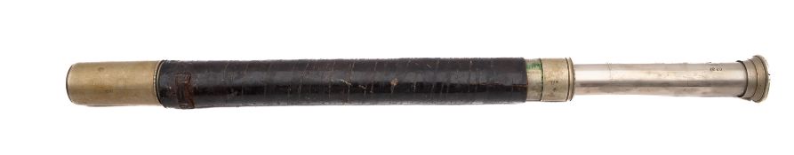 A Ministry of Defence issue single draw leather bound telescope.
