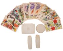 A four piece P&O white Bakelite dressing table set: comprising two brushes,