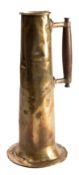 A copper and brass engine room saline testing jug: inscribed '2' to body with turned wood handle,