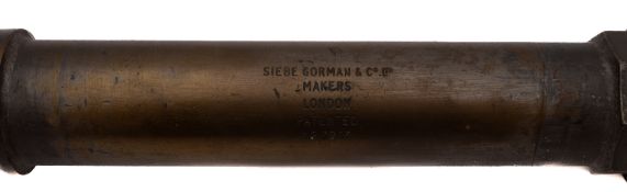 A diver's torch by Siebe Gorman & Co, London: convex lens with treaded bezel ,