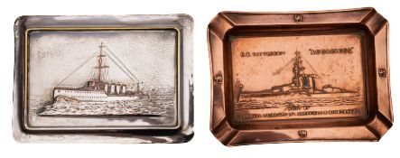 A silver plated launch commemorative box for the Royal Navy Parker -class leader HMS 'Parker': the