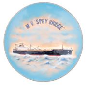 An enamel launch commemorative plaque for the H Clarkson & Co, Ltd MV 'Spey Bridge',