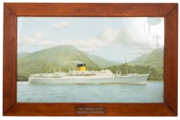 A Union Castle Line booking office portrait of RMS 'Pretoria Castle': polychrome lithograph in an