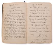 An Edwardian manuscript journal for a voyage to Egypt dated November 4th 1904 to 22nd April 1905,