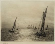William Lionel Wyllie [1851-1931]- 'Sunshine on the Solent'::- etching,