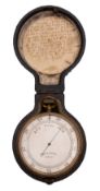 A 19th century lacquered brass pocket barometer, maker Dollond,
