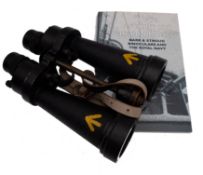 A pair of Barr & Stroud 7x CF41 binoculars: black crackle finish tubes with yellow broad arrow mark,