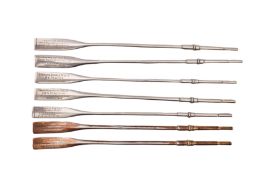 A group of seven silver Royal Navy rowing blade trophies: comprising 'Midshipman Gig HMS