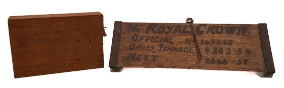 A section of timber from the restoration of RY 'Discovery': inscribed in pencil 'RY Discovery,