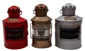 Three late 19th/early 20th century Dutch ship's lamps: comprising 'Bakboord', 'Stuurboord',