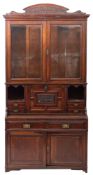 A late Victorian or Edwardian mahogany secretaire bookcase,