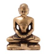 An Indian Jain bronze figure of Suparsvanatha in lotus position with palms upwards,