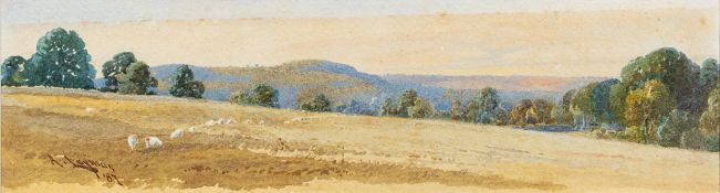 R. Leyman (British, 19th Century) Pastoral scenes, two watercolours, 15.5 x 37cm and 9.