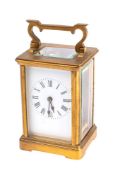 A French Victorian carriage clock having an eight-day duration timepiece movement with a silvered