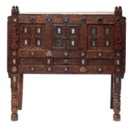 A Chinese stained hardwood and metal mounted 'Damachiya' dowry chest, in antique taste,
