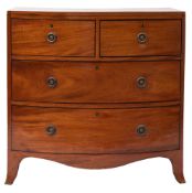 A George III mahogany and ebony strung bowfront chest of drawers,