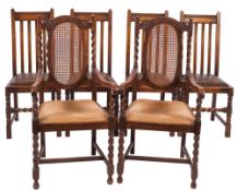 An associated set of six oak dining chairs,