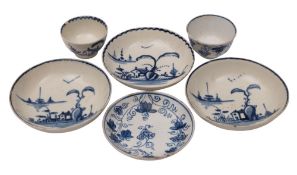 A Bow blue and white 'toy' teabowl and saucer,