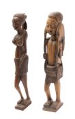 Two similar African carved hardwood figures, probably Congo,