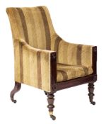 A Regency mahogany and upholstered library armchair,