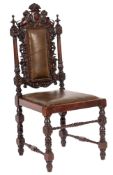 A Victorian carved walnut side chair in Charles II taste,