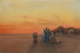 Frank Dean (British,1865 -1947) The hour of prayer, Pastel, 30 x 44.5cm. signed lower left.