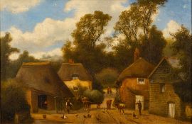 Charles Vickers (British, 1821-1895) A Village scene, thought to be Cockington,