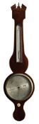 A mahogany wheel barometer the eight-inch round silvered dial engraved with usual barometer