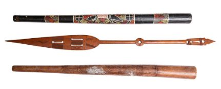 A hand painted digeridoo,