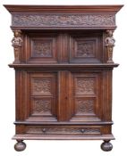 A Flemish oak court cupboard in 17th century style,