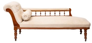 A Victorian mahogany and upholstered chaise longue,