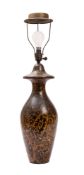 A Regency decorated papier mâché urn and cover, later fitted as a table lamp,