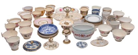 A mixed lot of primarily 19th century English porcelain table wares [damages].