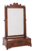 A George I style walnut dressing table mirror, 18th century and later,