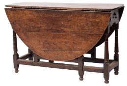 A William and Mary oak gateleg dining table, late 17th century,