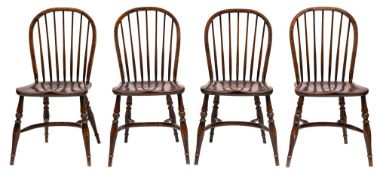 A set of four ash and elm spindle back chairs in 18th century style,