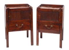 A near matching pair of George III adapted tray top commodes,