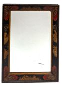 A lacquered and parcel gilt framed rectangular wall mirror in Regency chinoiserie taste,