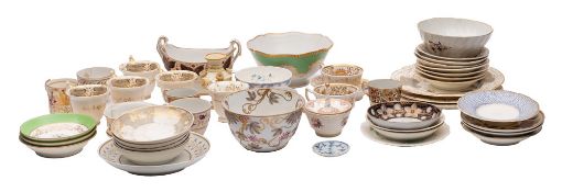 A mixed lot of primarily 19th century English porcelain table wares [damages].